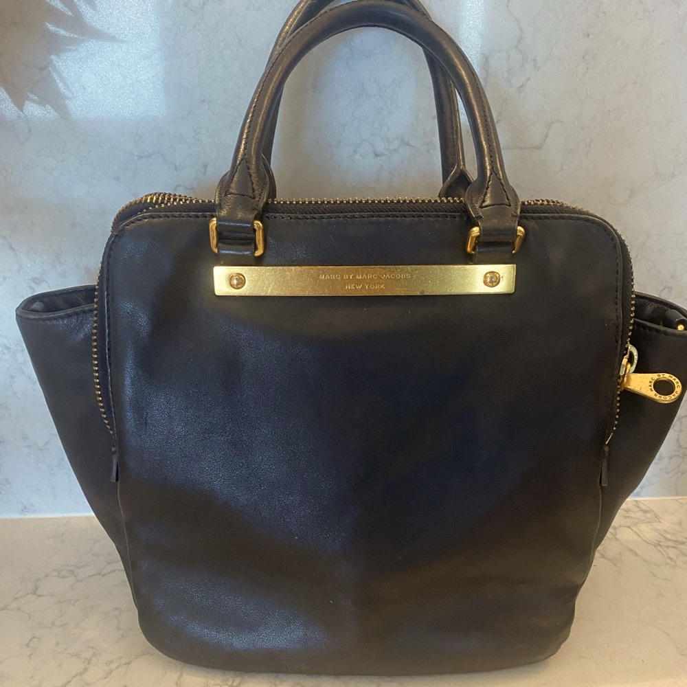 Marc Jacobs Black Leather Top Handle Bag